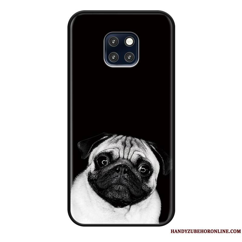 Huawei Mate 20 Rs Étui Délavé En Daim Charmant Noir Coque De Téléphone Chat Dessin Animé