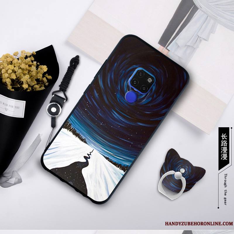 Huawei Mate 20 X Bleu Coque De Téléphone Incassable Peinture Étui Fluide Doux Protection