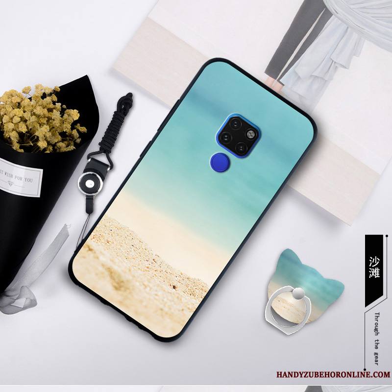 Huawei Mate 20 X Bleu Coque De Téléphone Incassable Peinture Étui Fluide Doux Protection