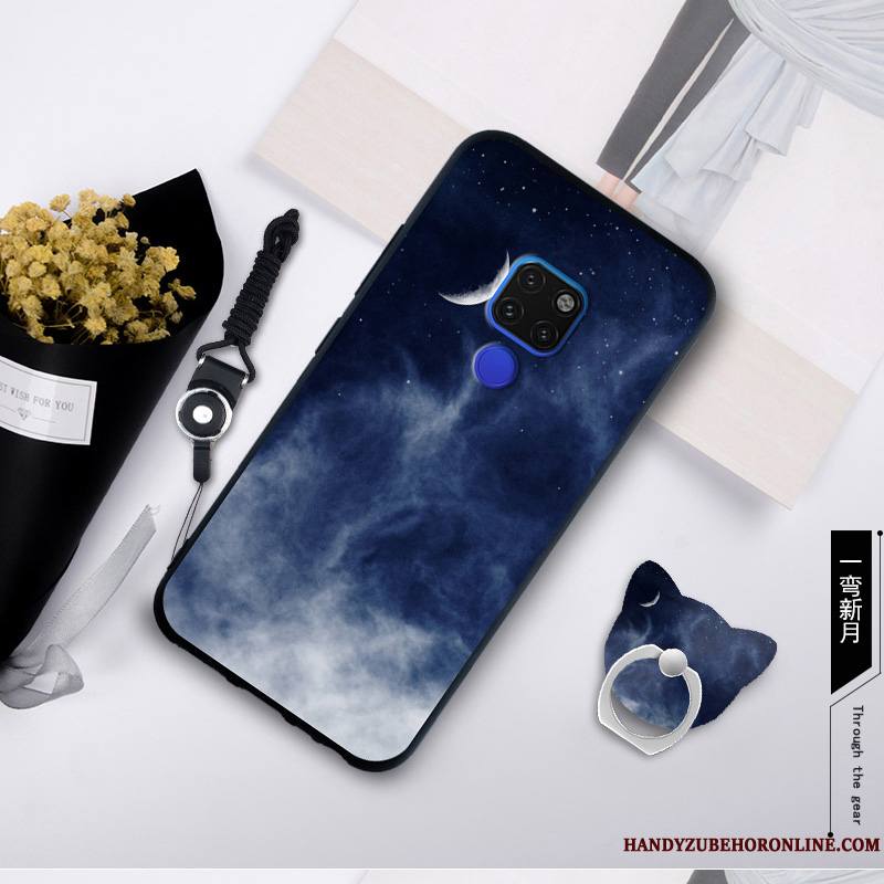 Huawei Mate 20 X Bleu Coque De Téléphone Incassable Peinture Étui Fluide Doux Protection