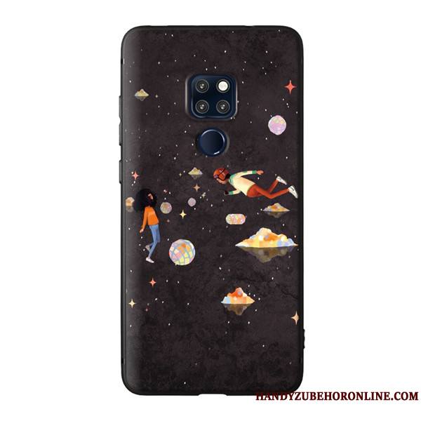 Huawei Mate 20 X Délavé En Daim Peinture Tout Compris Nouveau Gaufrage Coque De Téléphone Noir