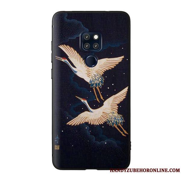 Huawei Mate 20 X Délavé En Daim Peinture Tout Compris Nouveau Gaufrage Coque De Téléphone Noir