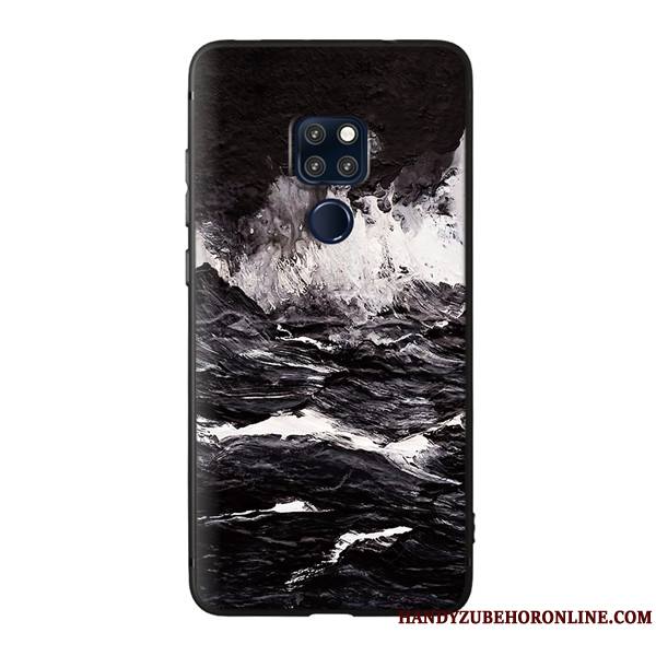 Huawei Mate 20 X Délavé En Daim Peinture Tout Compris Nouveau Gaufrage Coque De Téléphone Noir