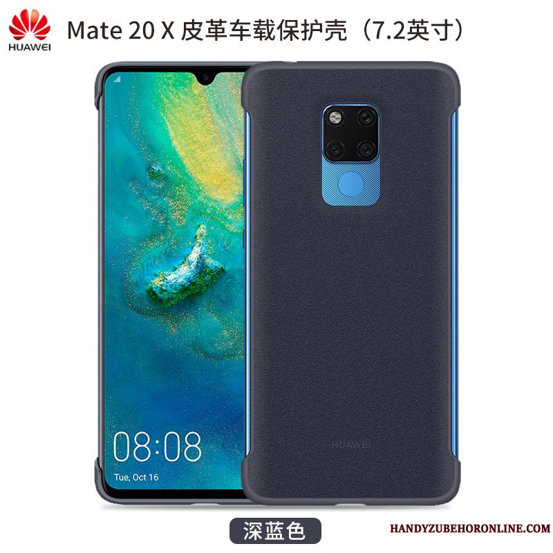 Huawei Mate 20 X Magnétisme Coque Cuir Téléphone Portable Bleu Étui À Bord