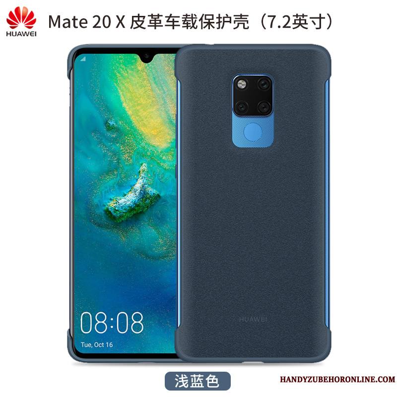 Huawei Mate 20 X Magnétisme Coque Cuir Téléphone Portable Bleu Étui À Bord
