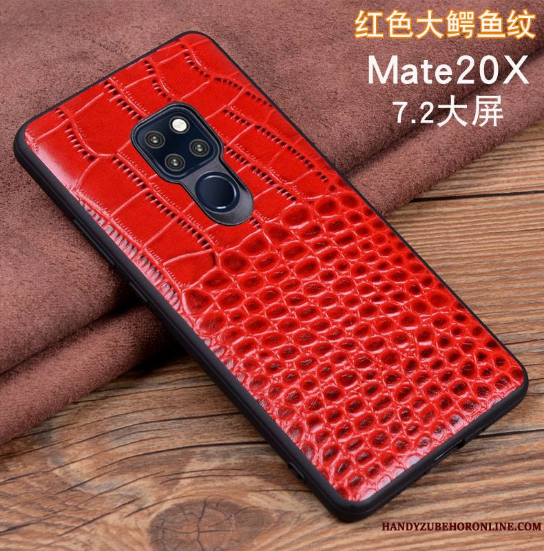 Huawei Mate 20 X Étui Coque Protection Étui En Cuir Téléphone Portable Noir Cuir Véritable
