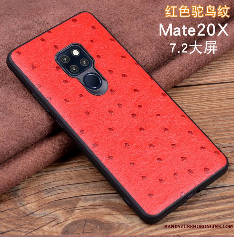 Huawei Mate 20 X Étui Coque Protection Étui En Cuir Téléphone Portable Noir Cuir Véritable