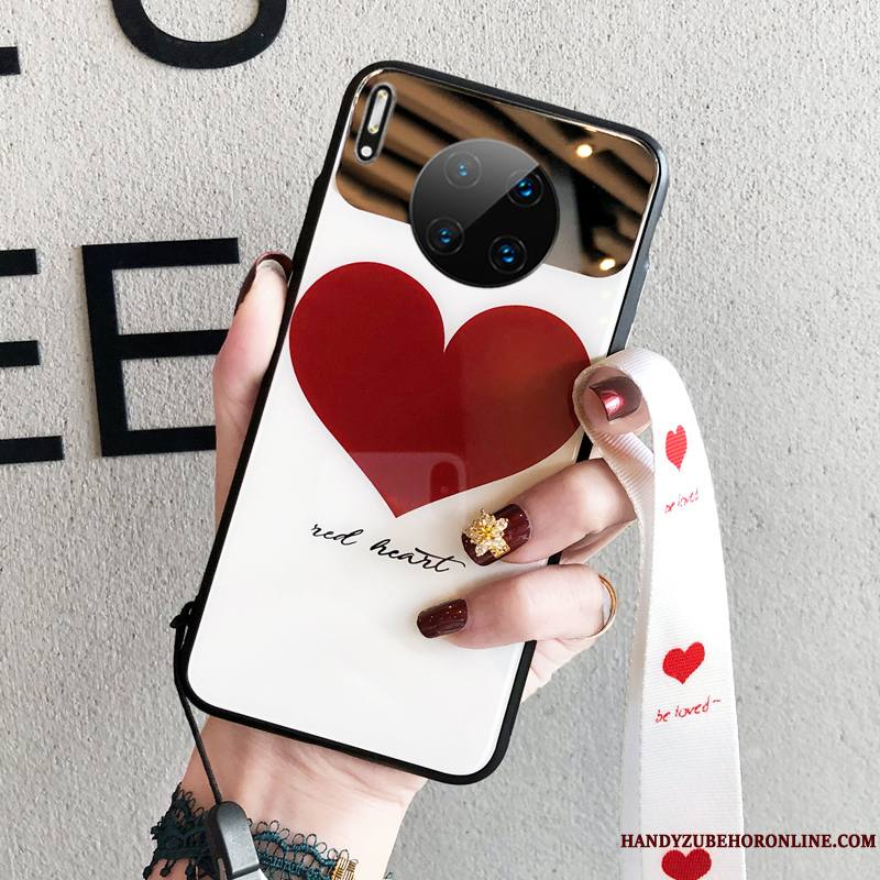 Huawei Mate 30 Amour Miroir Marque De Tendance Coque De Téléphone Ornements Suspendus Rouge Cœur