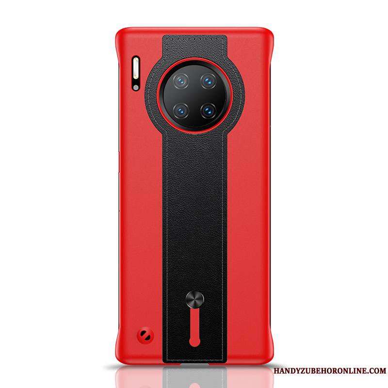 Huawei Mate 30 Border Rouge Coque De Téléphone Tout Compris Cuir Véritable Support Fluide Doux