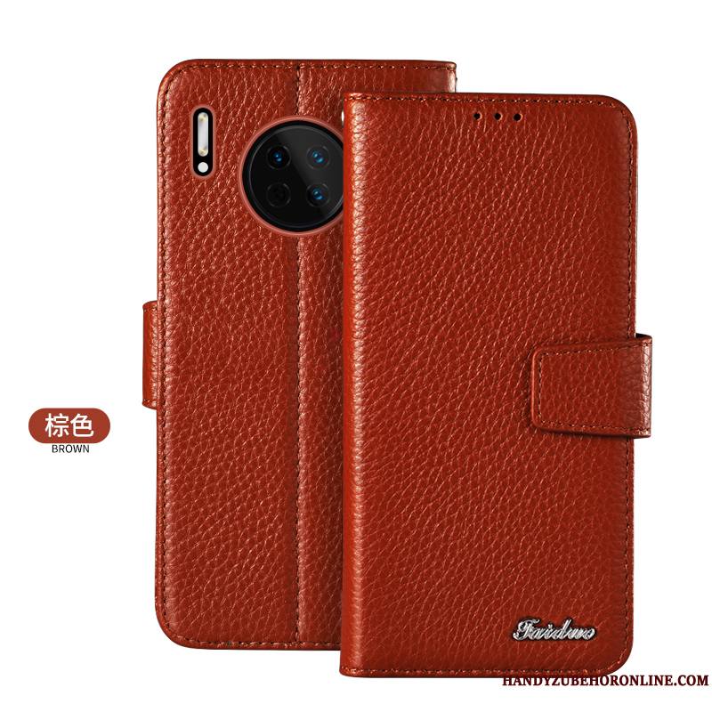 Huawei Mate 30 Carte Nouveau Étui En Cuir Housse Protection Noir Coque De Téléphone