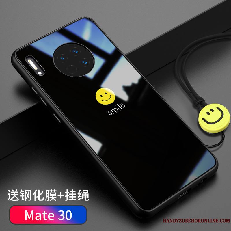 Huawei Mate 30 Coque Blanc Personnalité Très Mince Incassable Créatif Verre Trempé Tout Compris