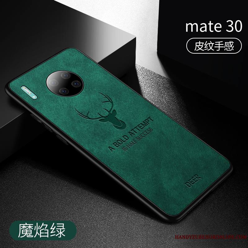 Huawei Mate 30 Coque Créatif Très Mince Étui En Cuir Bleu Marque De Tendance Protection Tout Compris