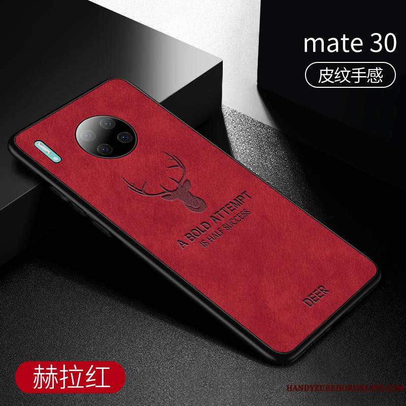 Huawei Mate 30 Coque Créatif Très Mince Étui En Cuir Bleu Marque De Tendance Protection Tout Compris