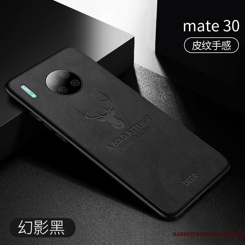 Huawei Mate 30 Coque Créatif Très Mince Étui En Cuir Bleu Marque De Tendance Protection Tout Compris