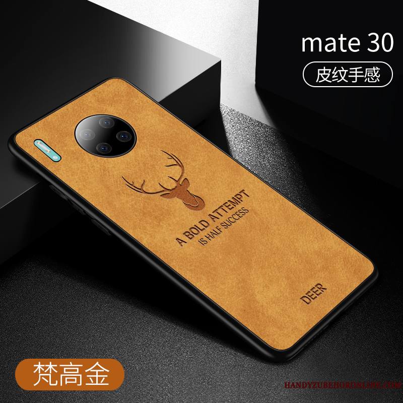 Huawei Mate 30 Coque Créatif Très Mince Étui En Cuir Bleu Marque De Tendance Protection Tout Compris