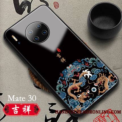Huawei Mate 30 Coque De Téléphone Authentique Verre Blanc Style Chinois
