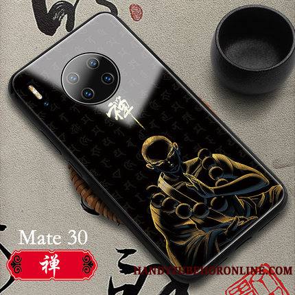 Huawei Mate 30 Coque De Téléphone Authentique Verre Blanc Style Chinois