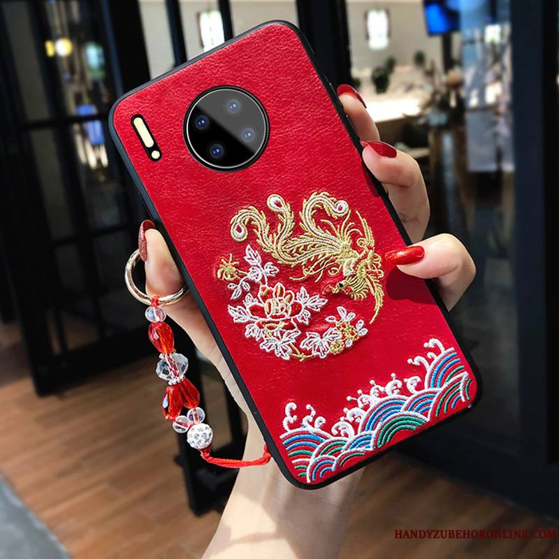 Huawei Mate 30 Coque De Téléphone Style Chinois Tout Compris Net Rouge Amoureux Incassable Broderie