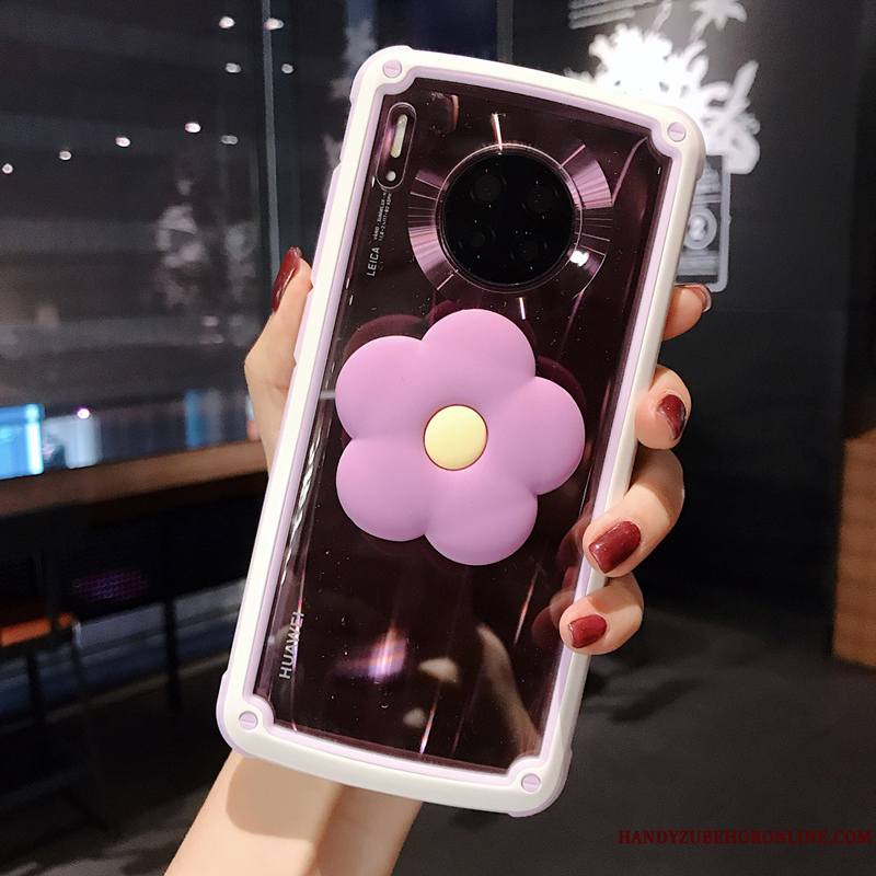 Huawei Mate 30 Coque De Téléphone Support Difficile Fleur Rose Simple