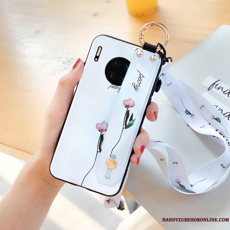 Huawei Mate 30 Coque Mode Tout Compris Net Rouge Étui Pivoine Ornements Suspendus Très Mince