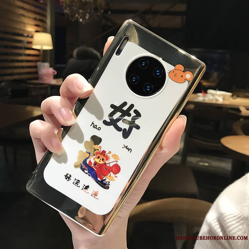 Huawei Mate 30 Coque Placage Nouveau Étui Net Rouge Blanc Tout Compris Protection