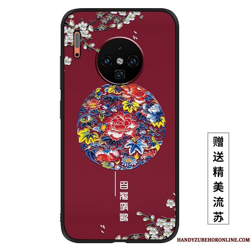 Huawei Mate 30 Coque Rose Palais Étui Silicone Fluide Doux Net Rouge Vent