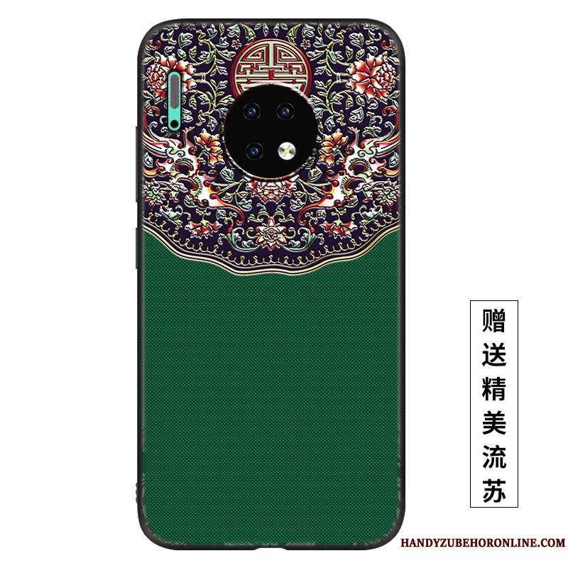 Huawei Mate 30 Coque Rose Palais Étui Silicone Fluide Doux Net Rouge Vent