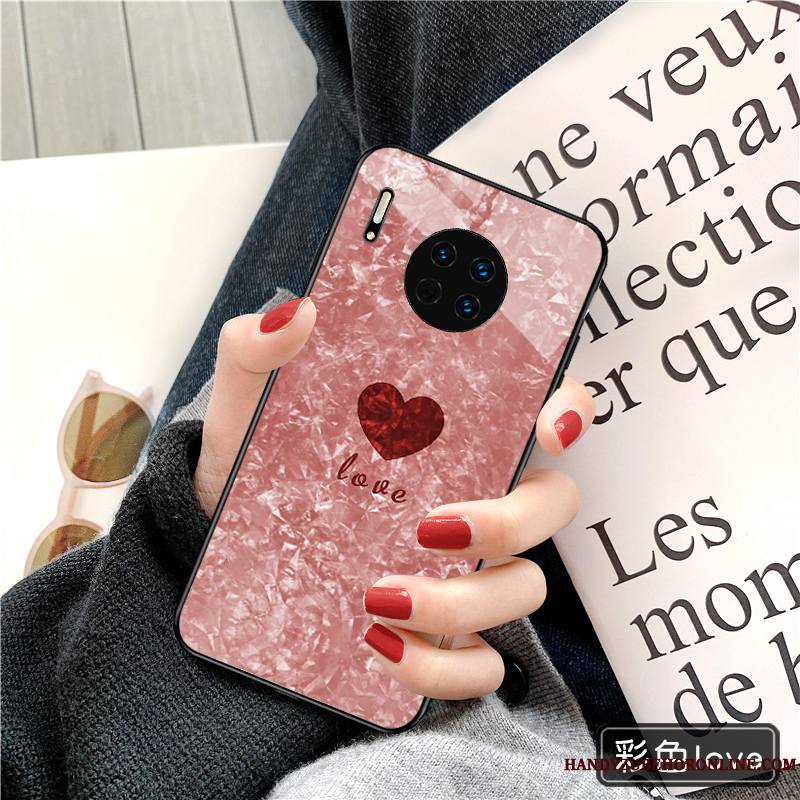 Huawei Mate 30 Coque Tout Compris Miroir Tendance Charmant Étui Amour Rouge