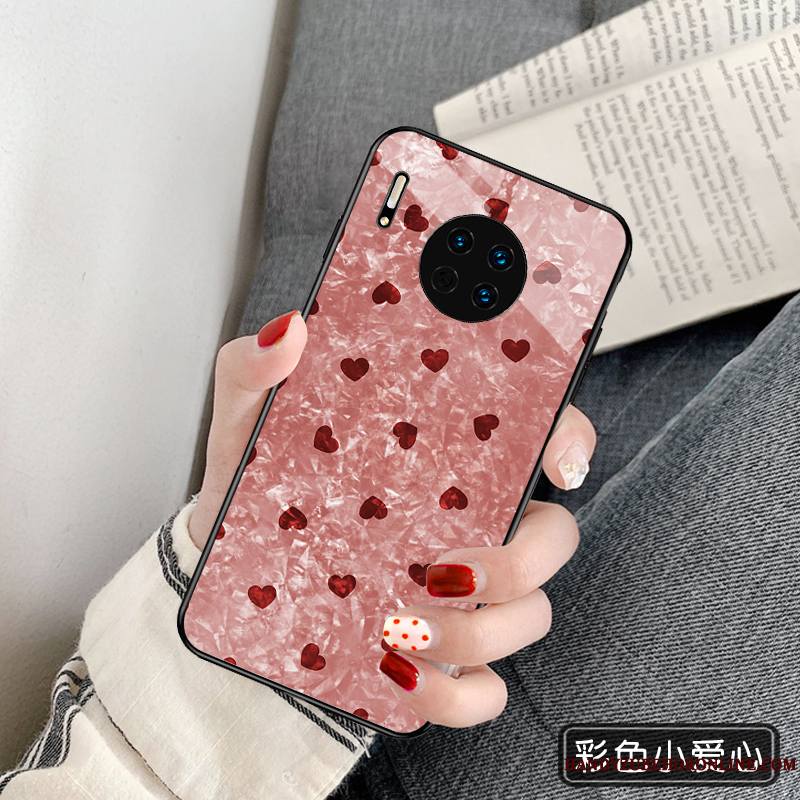 Huawei Mate 30 Coque Tout Compris Miroir Tendance Charmant Étui Amour Rouge