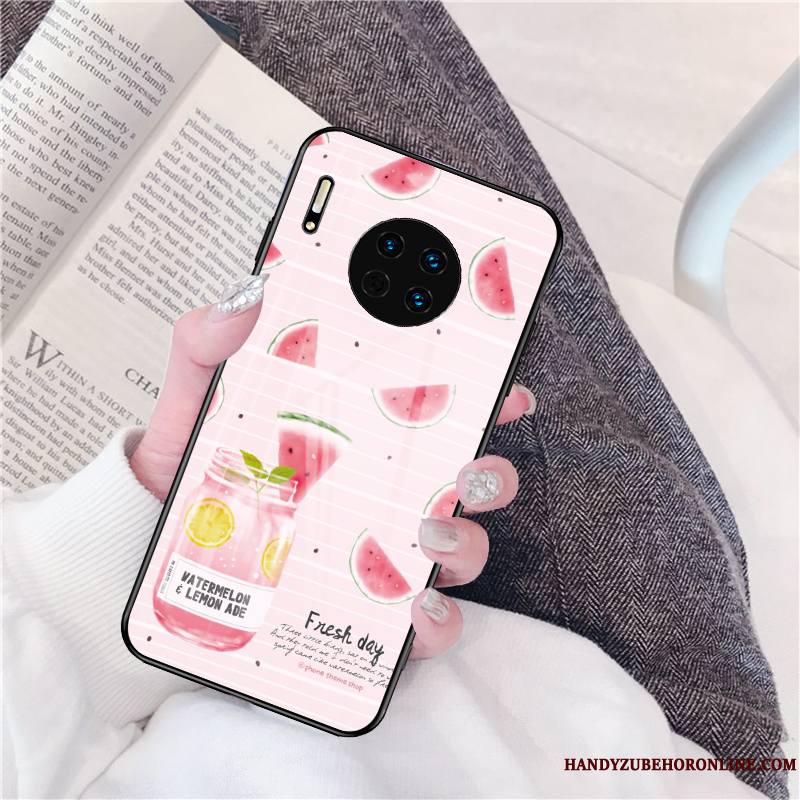 Huawei Mate 30 Coque Tout Compris Miroir Tendance Charmant Étui Amour Rouge