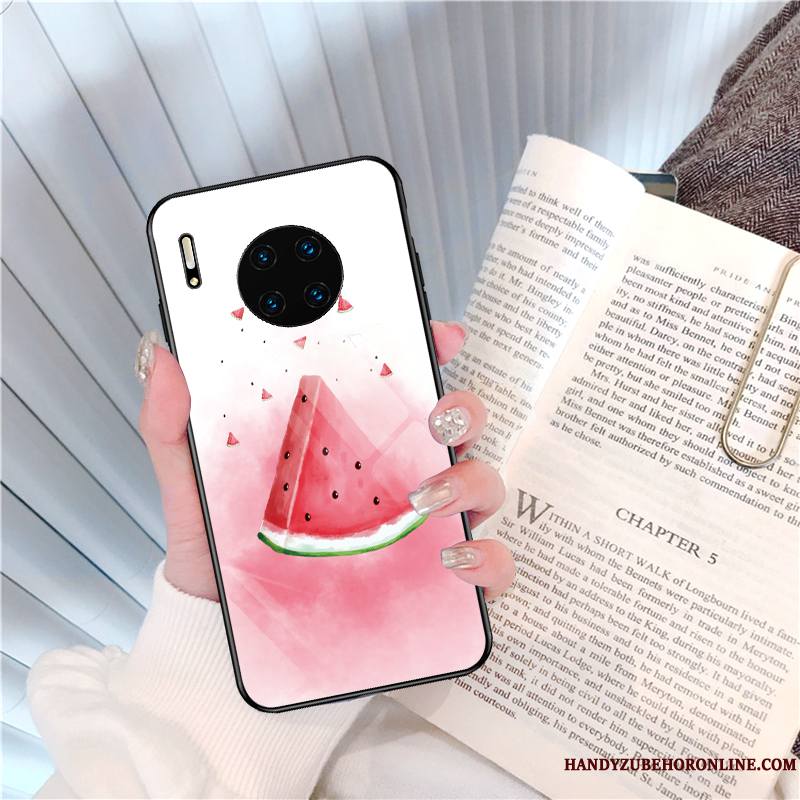 Huawei Mate 30 Coque Tout Compris Miroir Tendance Charmant Étui Amour Rouge