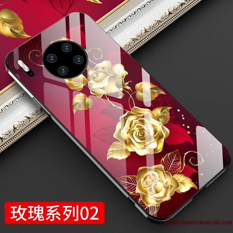 Huawei Mate 30 Coque Tout Compris Or Mode Luxe Nouveau Personnalité Pivoine