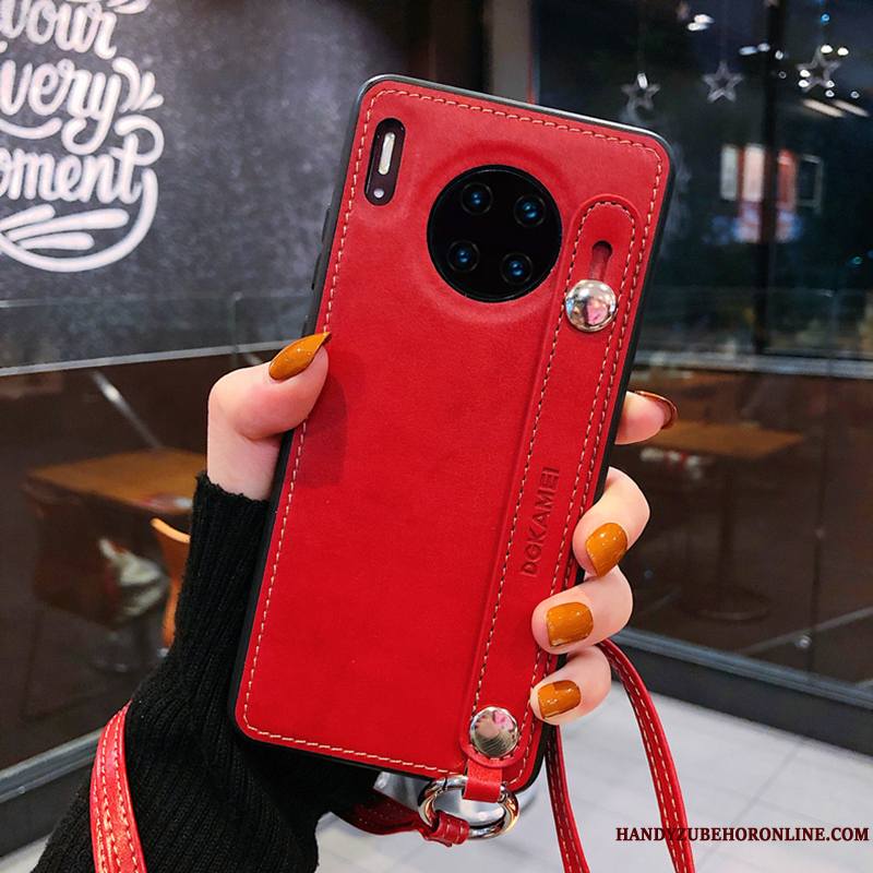 Huawei Mate 30 Coque Téléphone Portable Amoureux Très Mince Protection Ornements Suspendus Rouge Antidérapant