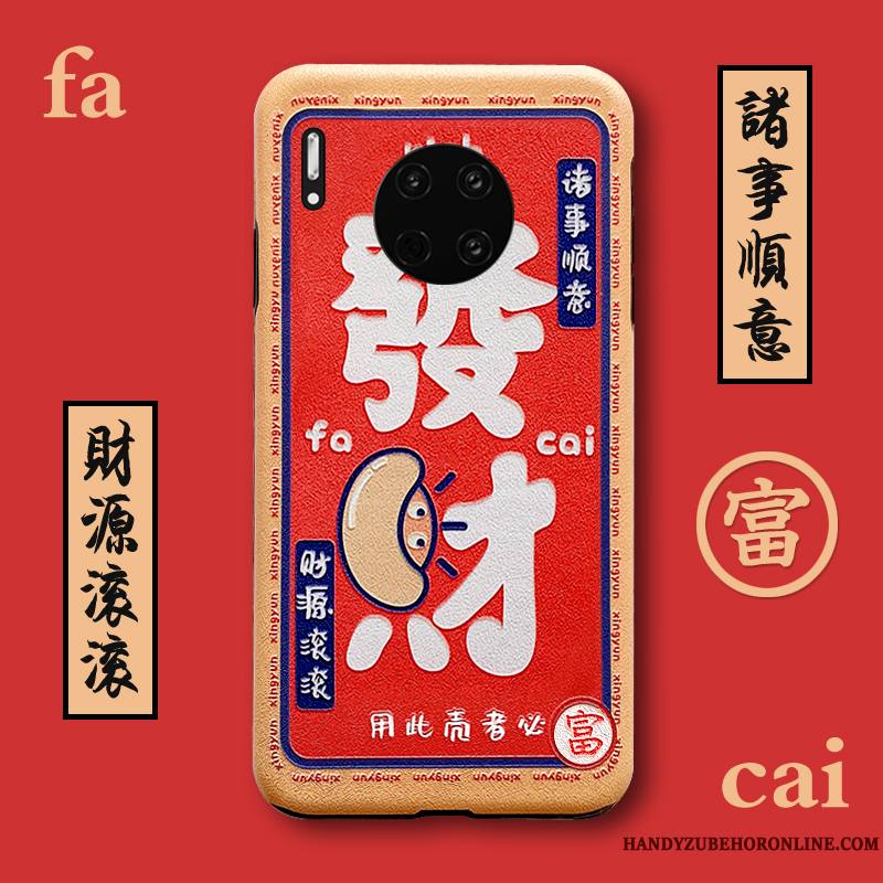 Huawei Mate 30 Créatif Rouge Incassable Silicone Protection Grand Coque De Téléphone