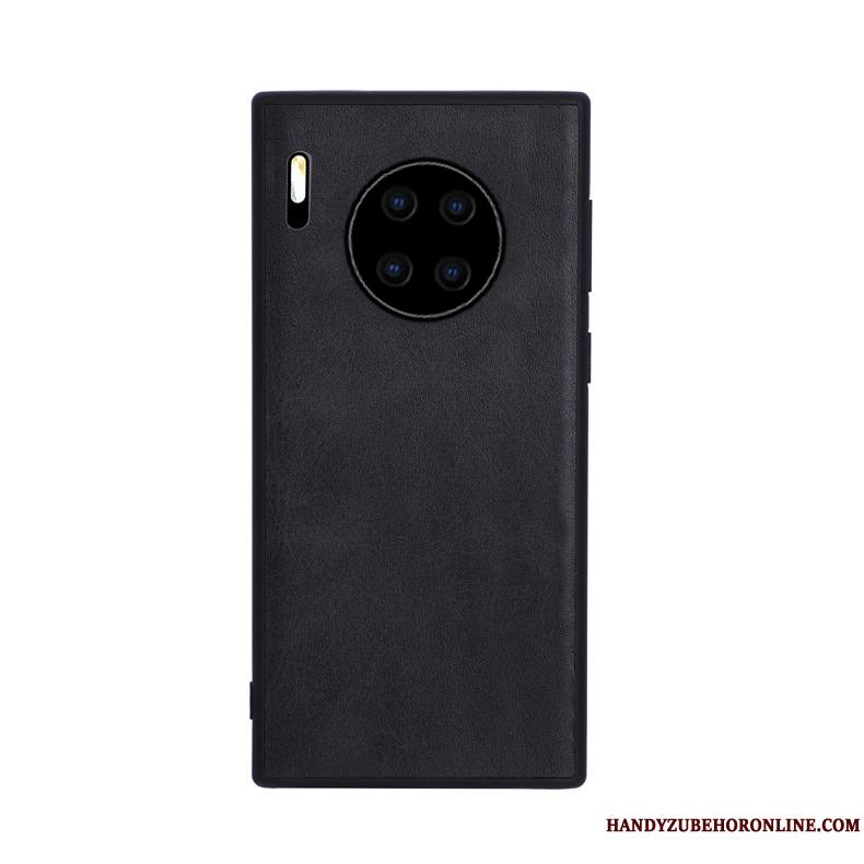 Huawei Mate 30 Délavé En Daim Incassable Protection Fluide Doux Coque De Téléphone Cuir Style Chinois