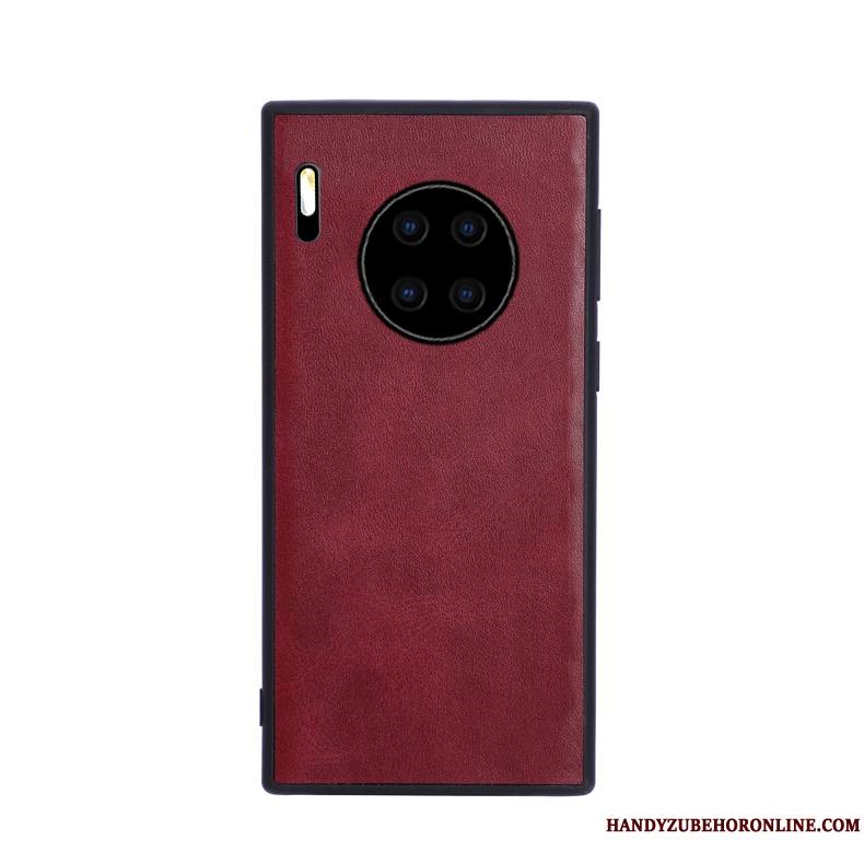 Huawei Mate 30 Délavé En Daim Incassable Protection Fluide Doux Coque De Téléphone Cuir Style Chinois