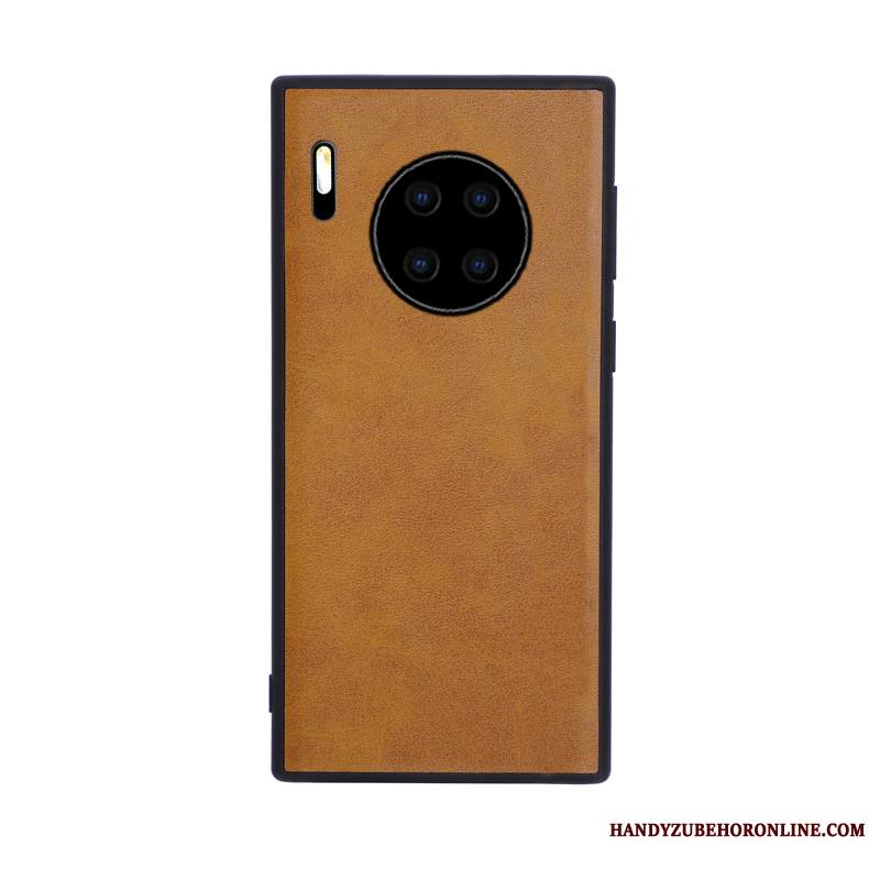 Huawei Mate 30 Délavé En Daim Incassable Protection Fluide Doux Coque De Téléphone Cuir Style Chinois