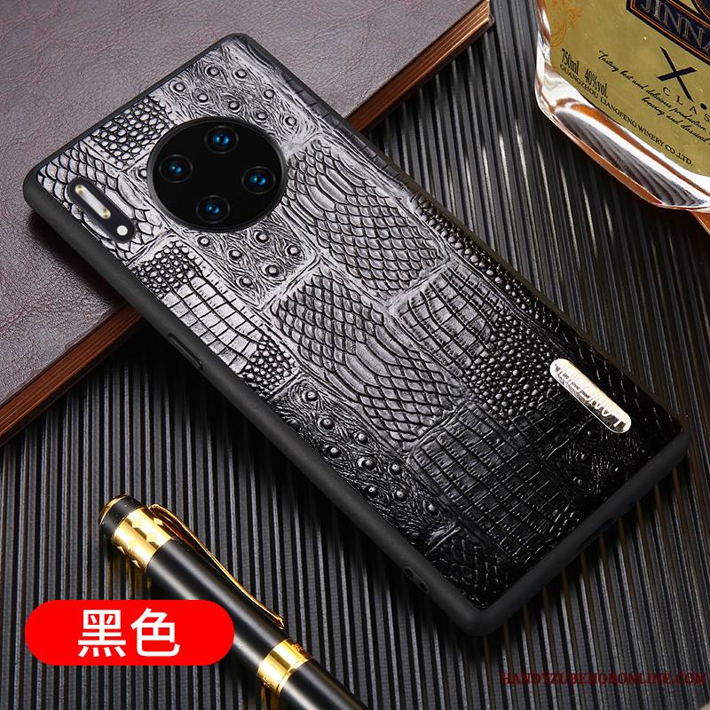 Huawei Mate 30 Pro Business Luxe Noir Cuir Coque De Téléphone Tout Compris Cuir Véritable