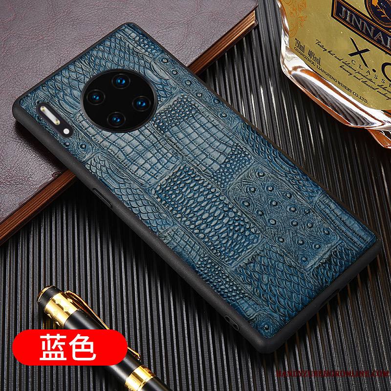 Huawei Mate 30 Pro Business Luxe Noir Cuir Coque De Téléphone Tout Compris Cuir Véritable