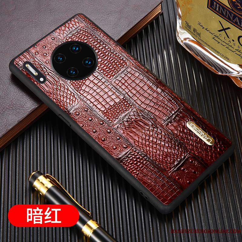 Huawei Mate 30 Pro Business Luxe Noir Cuir Coque De Téléphone Tout Compris Cuir Véritable