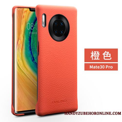 Huawei Mate 30 Pro Coque De Téléphone Cuir Véritable Couvercle Arrière Téléphone Portable Étui En Cuir Rouge Mode