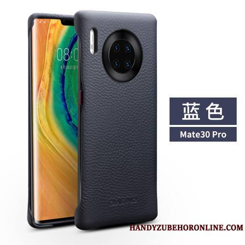 Huawei Mate 30 Pro Coque De Téléphone Cuir Véritable Couvercle Arrière Téléphone Portable Étui En Cuir Rouge Mode