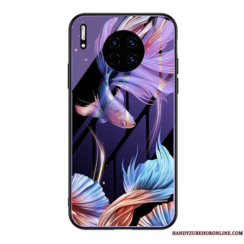 Huawei Mate 30 Pro Coque Étui Violet Personnalité Protection Style Chinois Incassable Amoureux