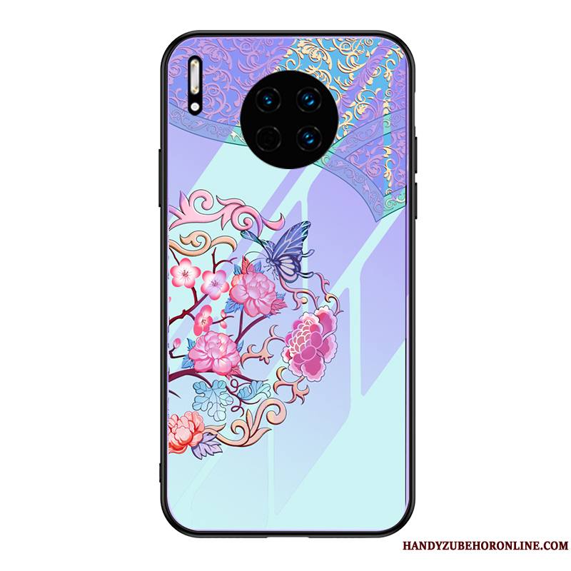 Huawei Mate 30 Pro Coque Étui Violet Personnalité Protection Style Chinois Incassable Amoureux