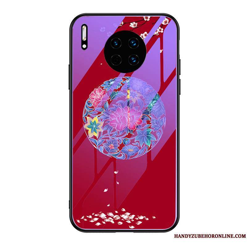 Huawei Mate 30 Pro Coque Étui Violet Personnalité Protection Style Chinois Incassable Amoureux