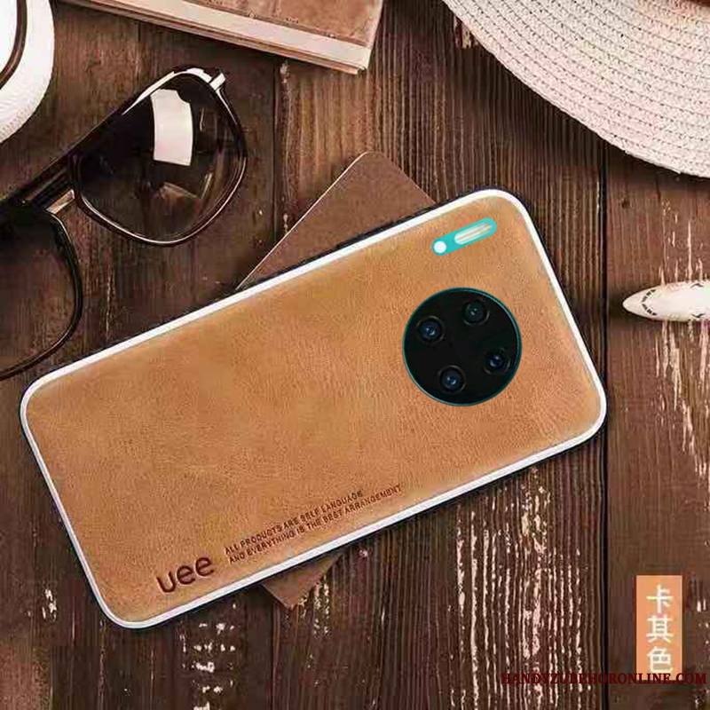 Huawei Mate 30 Pro Incassable Coque De Téléphone Luxe Silicone Étui En Cuir Cuir Véritable Tout Compris