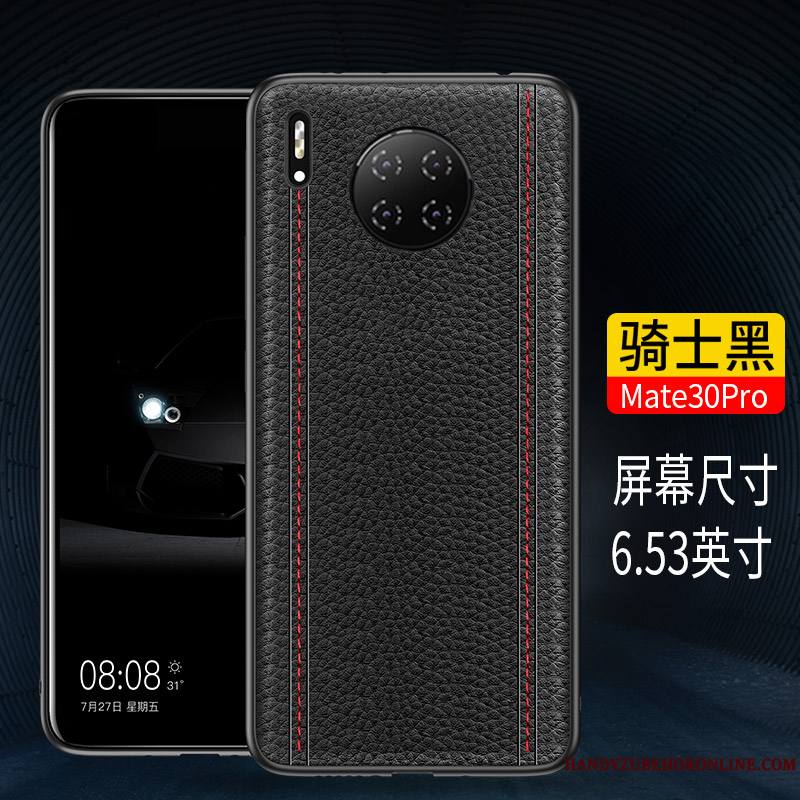 Huawei Mate 30 Pro Noir Cuir Véritable Étui Protection Coque De Téléphone Incassable Tout Compris