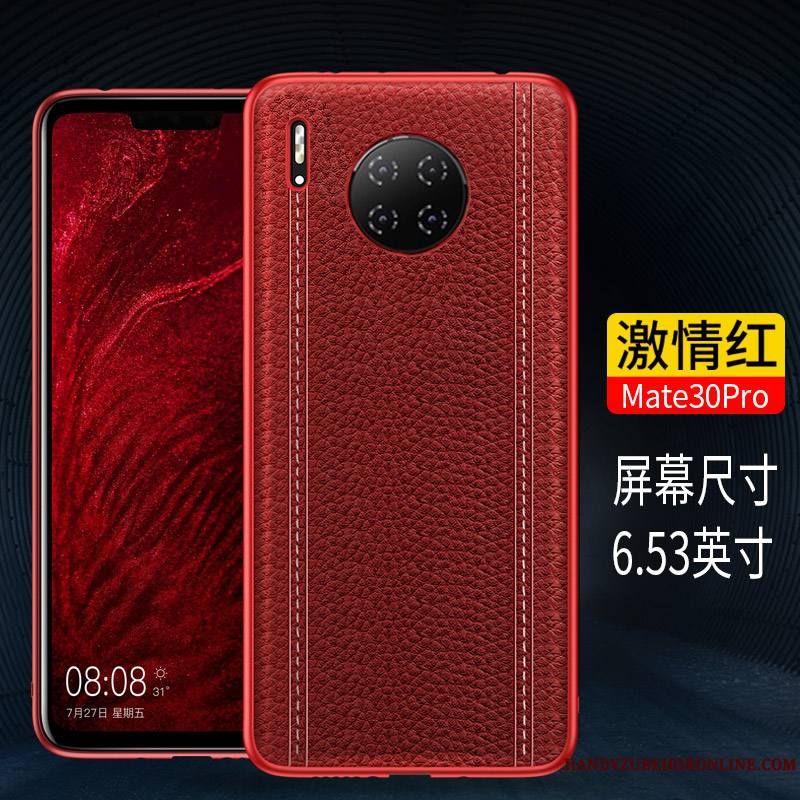 Huawei Mate 30 Pro Noir Cuir Véritable Étui Protection Coque De Téléphone Incassable Tout Compris