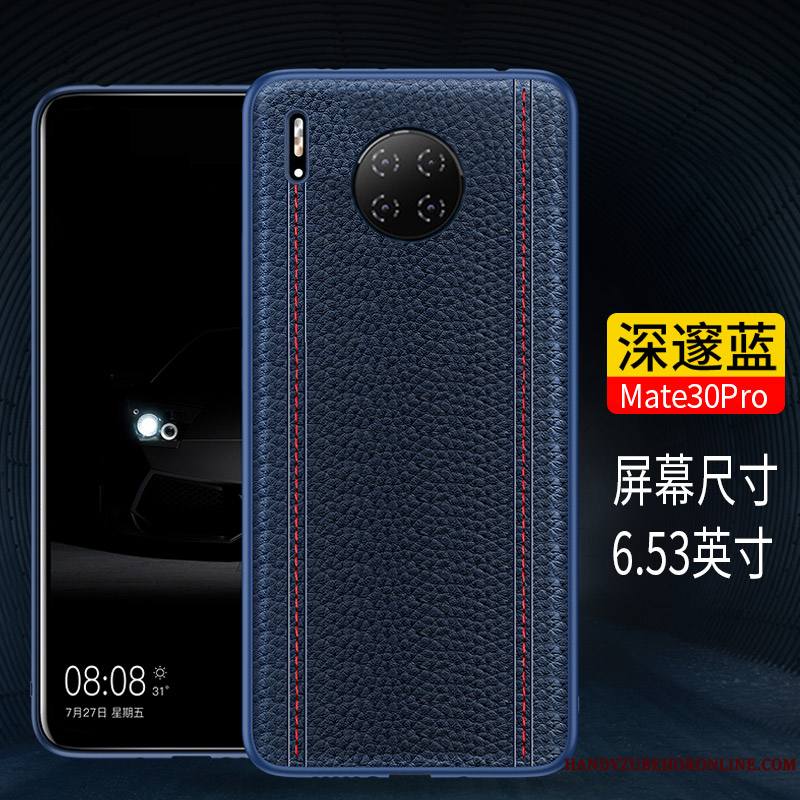 Huawei Mate 30 Pro Noir Cuir Véritable Étui Protection Coque De Téléphone Incassable Tout Compris