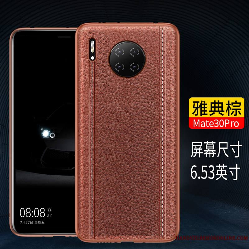 Huawei Mate 30 Pro Noir Cuir Véritable Étui Protection Coque De Téléphone Incassable Tout Compris
